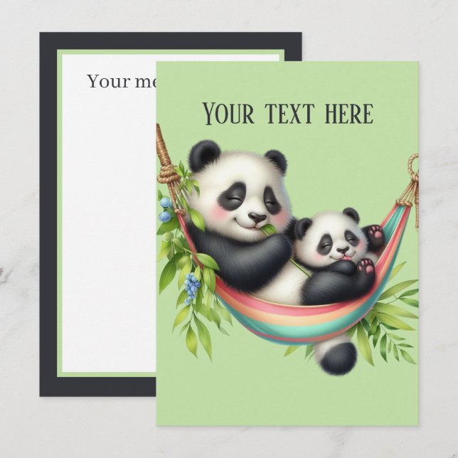 Cute Mommy baby panda bear add message Note Card (Front/Back)