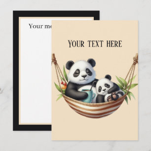 Cute Mommy baby panda bears add message Note Card