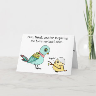 Cute Mommy Bird Happy Birthday Card for Mothers