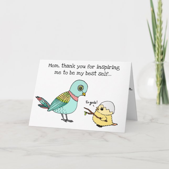 Cute Mommy Bird Happy Birthday Card for Mothers (Front)
