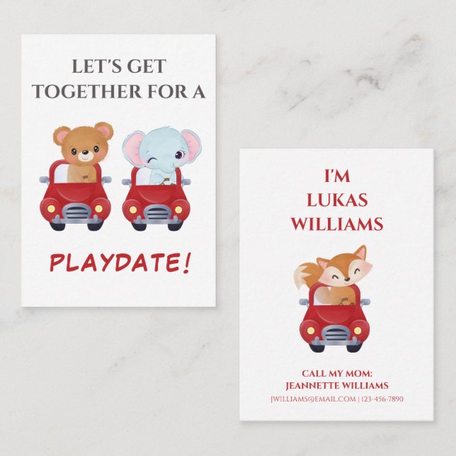 Cute Mommy Calling Card For Child Playdate (Front/Back)
