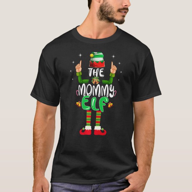 Cute Mommy Elf Matching Family Group Christmas Par T-Shirt (Front)