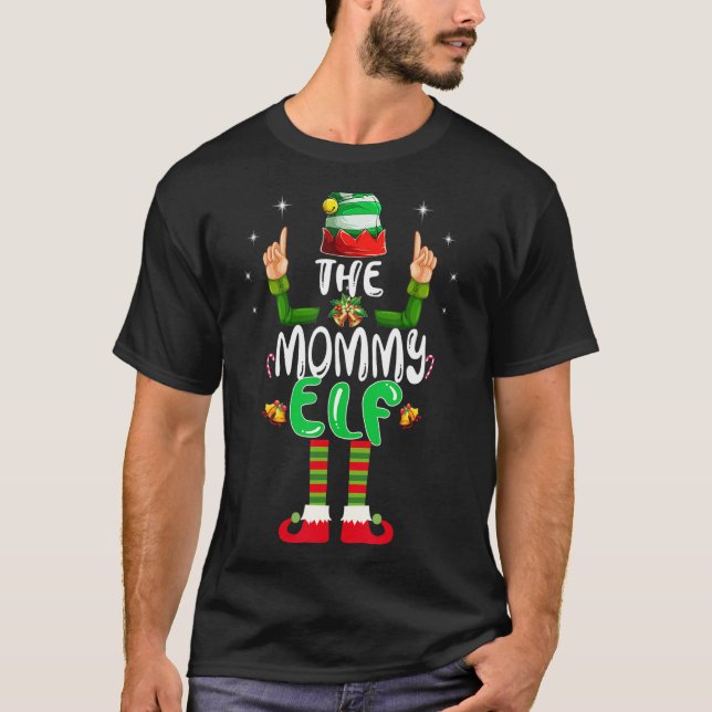 Cute Mommy Elf Matching Family Group Christmas Par T-Shirt (Front)