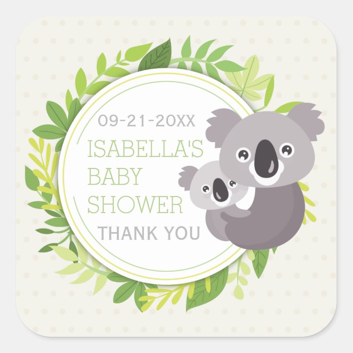 Cute Mommy Koala Baby Koala Baby Shower Square Sticker Zazzle Com