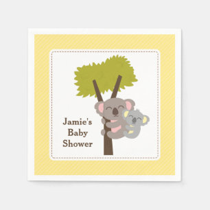 Cute Mommy Koala Bear Baby Shower Party Paper Napkins