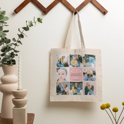 Cute Mommy  Me Photo Collage 1st Mothers Tote Bag