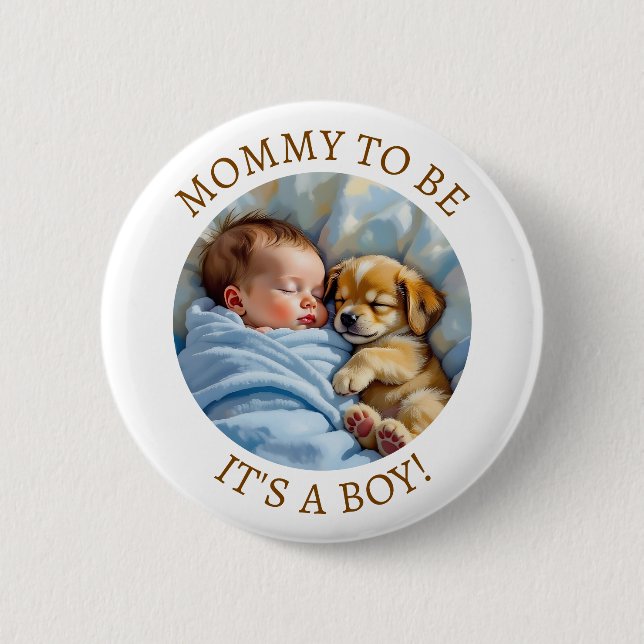 Cute Mommy to Be | Boy's Baby Shower Button (Front)