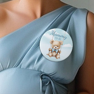 Cute Mommy To Be Teddy Bear Baby Shower Button