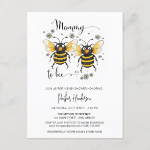 Cute Mommy To Bee Baby Shower Invitation Postcard