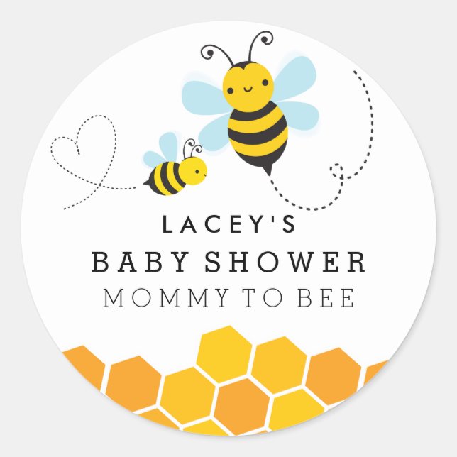 Cute Mommy To Bee Baby Shower Sticker (Front)