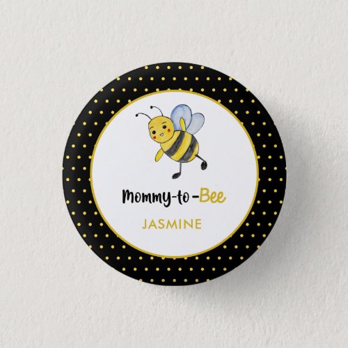 Cute Mommy_to_bee Bee Baby Shower Watercolor sweet Button