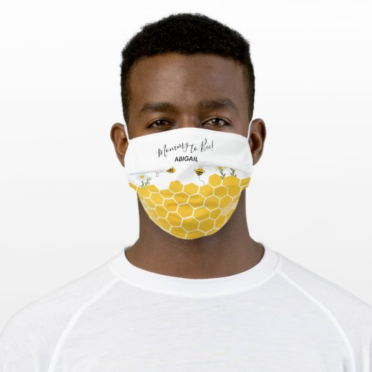 Cute Mommy to Bee Bumble Bee Honeycomb Adult Cloth Face Mask (Worn)