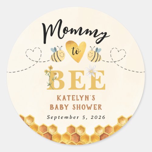 Cute Mommy to Bee Gender Neutral baby shower Classic Round Sticker