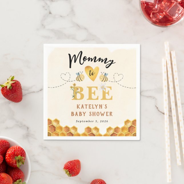 Cute Mommy to Bee Gender Neutral baby shower Napkins (Insitu)