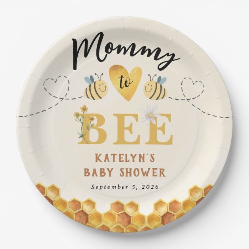 Cute Mommy to Bee Gender Neutral baby shower Paper Plates