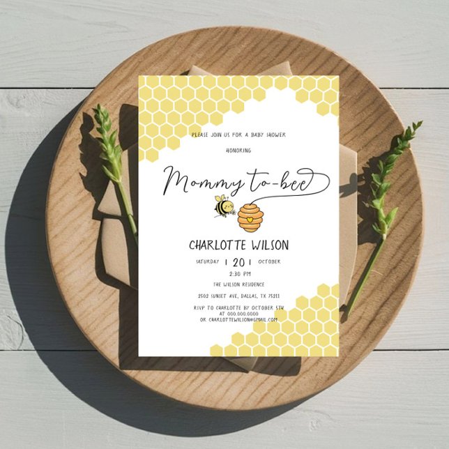 Cute Mommy To Bee Honeycomb Baby Shower Invitation (Creator Uploaded)