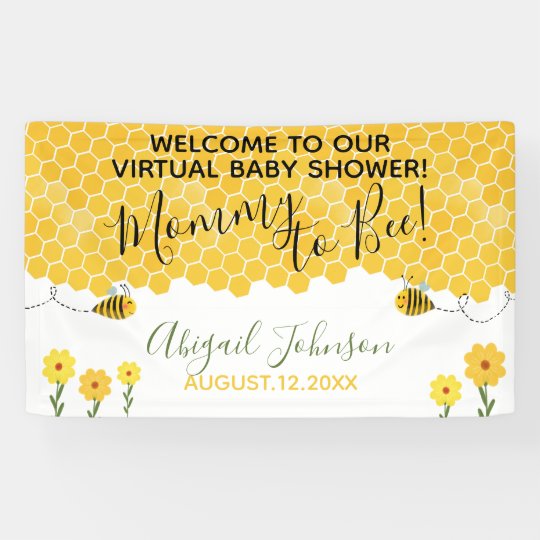 Cute Mommy To Bee Honeycomb Virtual Baby Shower Banner Zazzle Com