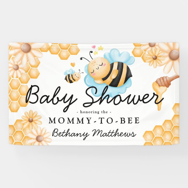Cute Mommy-to-Bee Summer Baby Shower  Banner (Horizontal)