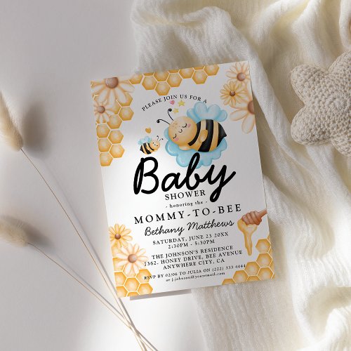 Cute Mommy_to_Bee Summer Baby Shower Invitation
