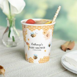 Cute Mommy-to-Bee Summer Baby Shower Paper Cups