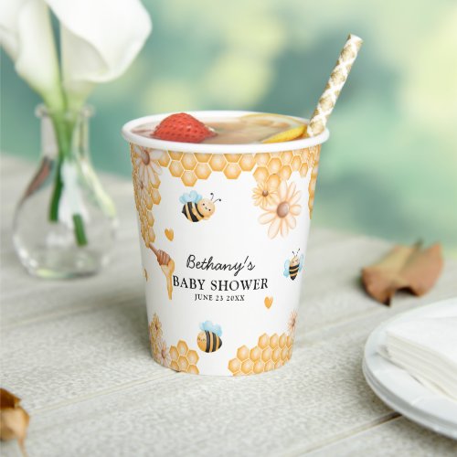 Cute Mommy_to_Bee Summer Baby Shower Paper Cups