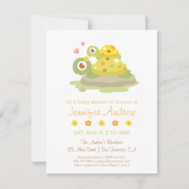 Cute Mommy Turtle and Child Baby Shower Invitation (Front)
