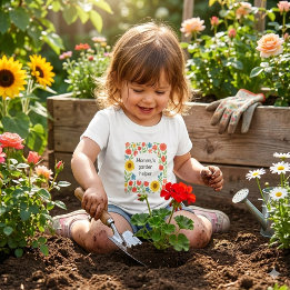 Cute Mommy's Garden Helper Floral Baby T-Shirt