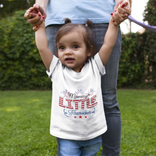 Cute Mommys Little Firecracker 4th July Firework Baby T_Shirt