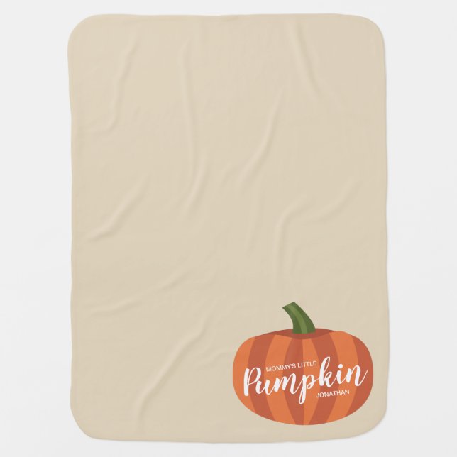 Cute Mommy's Little Pumpkin Fall Baby Blanket (Front)