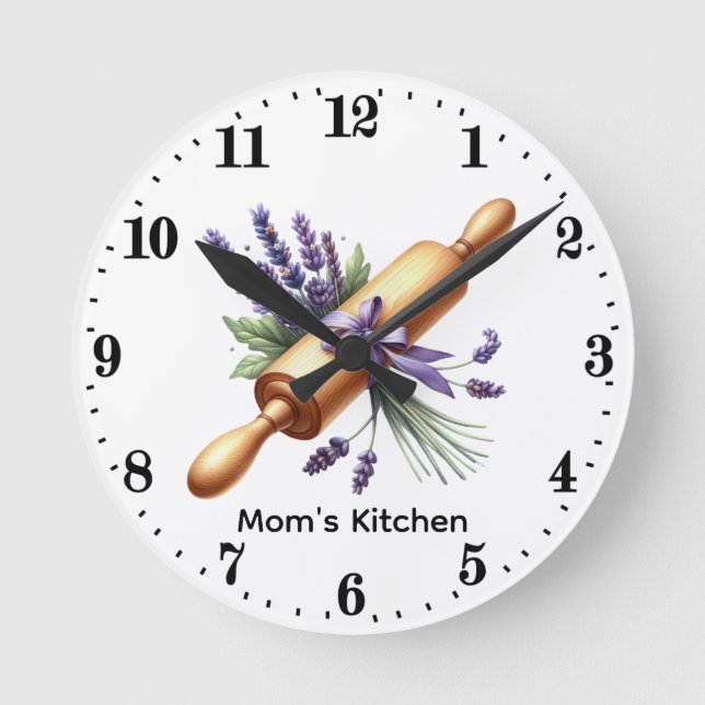 Cute Mom's kitchen baking lovers Round Clock (Front)