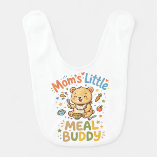 Cute "Mom's Little Meal Buddy" Bear Baby Bib