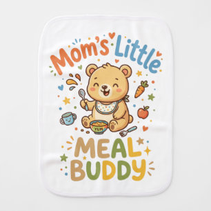 Cute "Mom's Little Meal Buddy" Bear Baby Burp Cloth