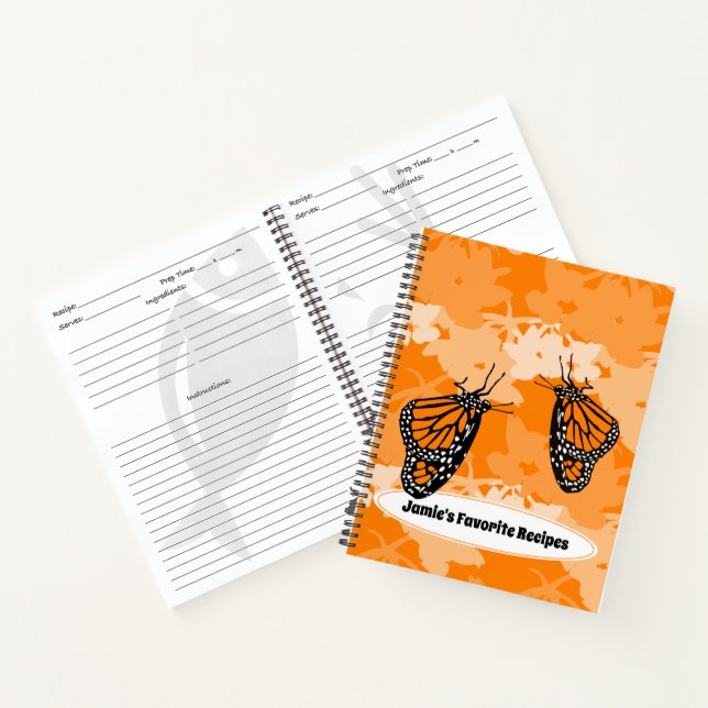 Cute Monarch Butterflies Orange Named Favorite Notebook (Inside)