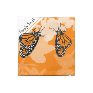 Cute Monarch Butterfly Family Name Orange Cloth Napkin