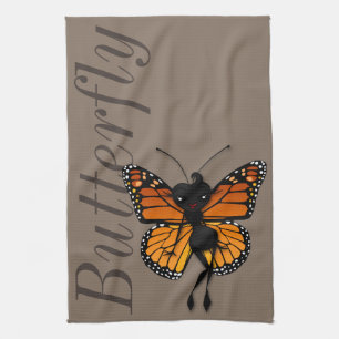 CUTE MONARCH BUTTERFLY LADY KITCHEN DISH TOWEL