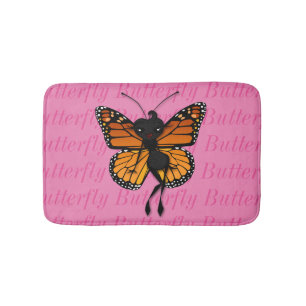 CUTE MONARCH BUTTERFLY LADY SMALL BATH MAT