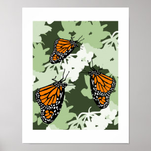 Cute Monarch Butterfly Trio On Swan Plant Poster