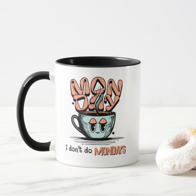 Cute Monday Coffee Cup Illustration (With Donut)