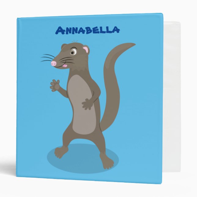 Cute mongoose cartoon illustration 3 ring binder (Front/Inside)