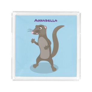 Cute mongoose cartoon illustration acrylic tray