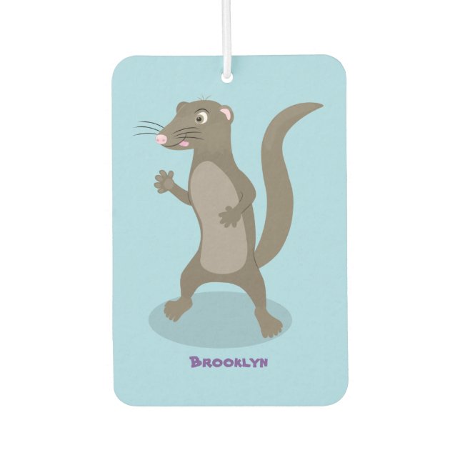 Cute mongoose cartoon illustration air freshener (Front)
