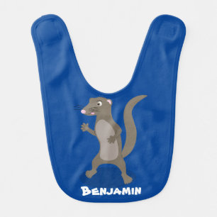 Cute mongoose cartoon illustration baby bib