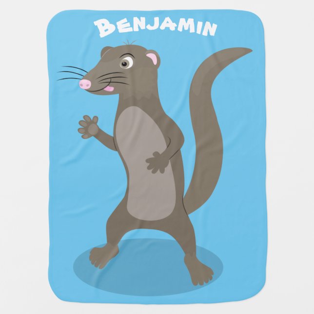 Cute mongoose cartoon illustration baby blanket (Front)