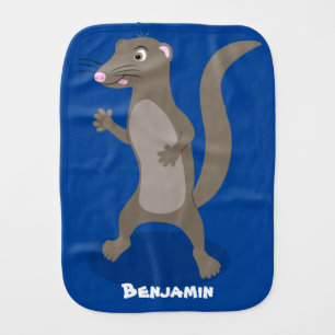 Cute mongoose cartoon illustration baby burp cloth