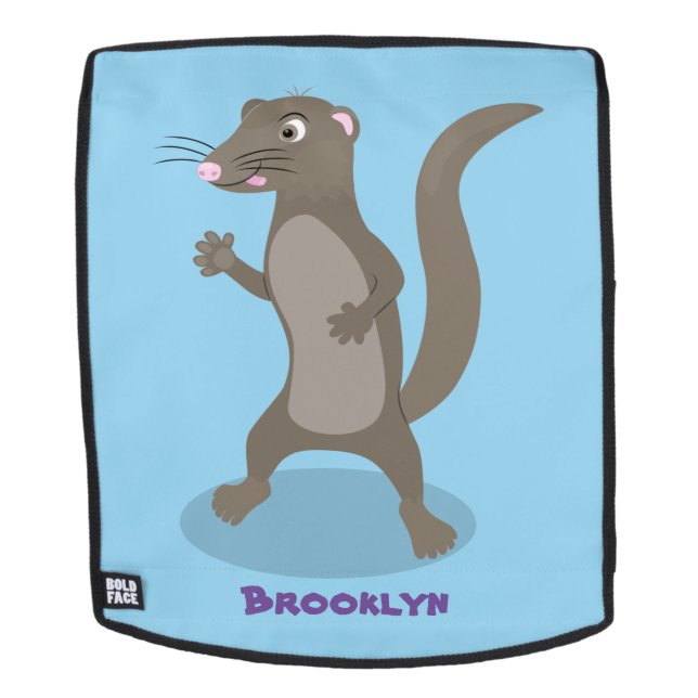 Cute mongoose cartoon illustration backpack (Removable Face)