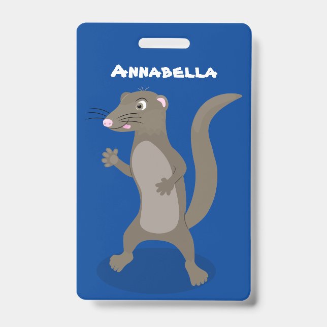Cute mongoose cartoon illustration badge (Front)