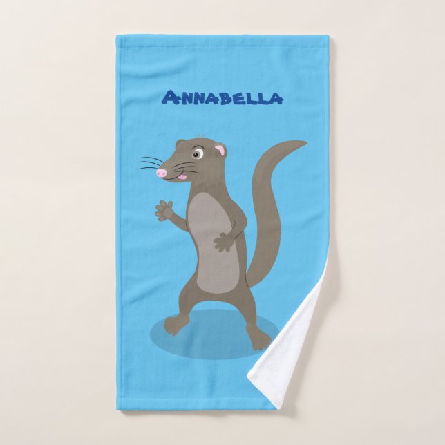 Cute mongoose cartoon illustration bath towel set (Hand Towel)