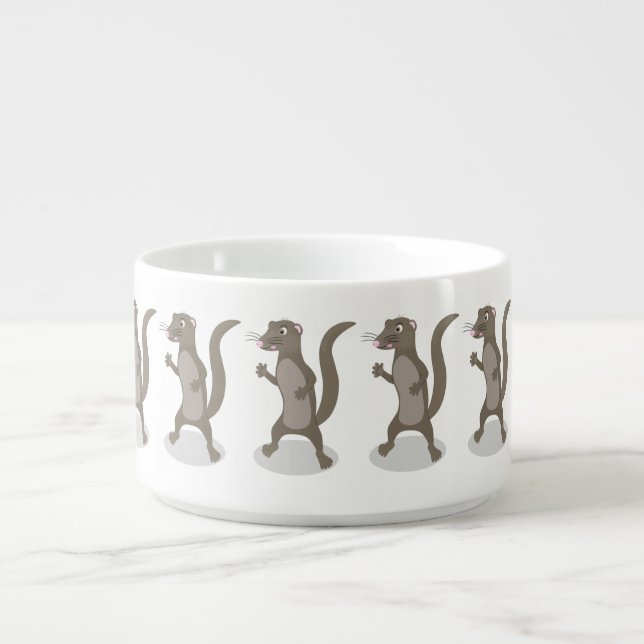 Cute mongoose cartoon illustration bowl (Center)