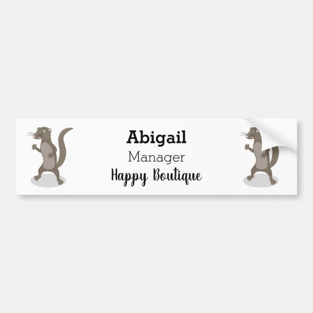 Cute mongoose cartoon illustration bumper sticker (Front)