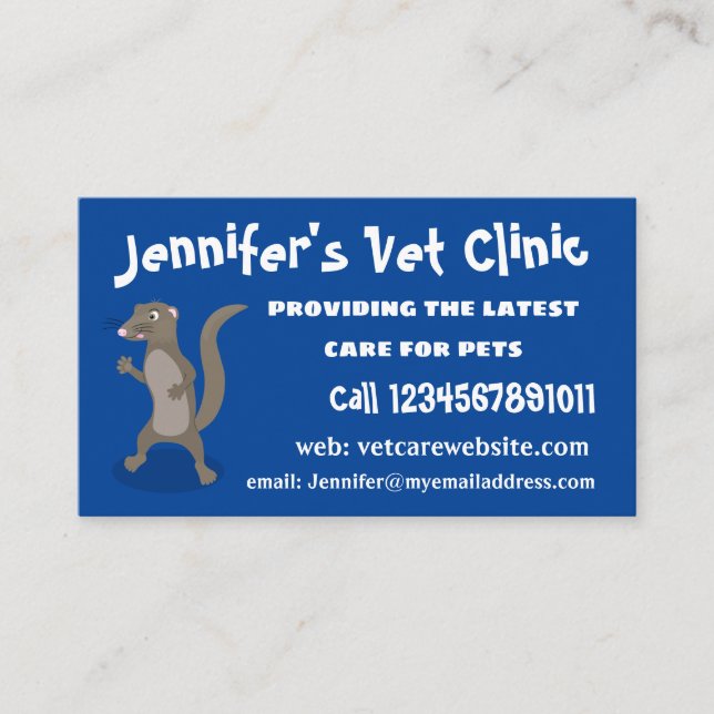 Cute mongoose cartoon illustration business card (Front)